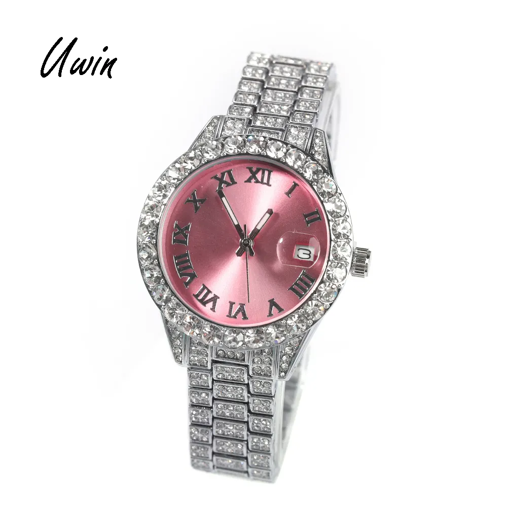 Hip Hop Women Bling Luxury Wrist Watch Full Iced Out Quartz Female Watch Smaller Size Bling Watches