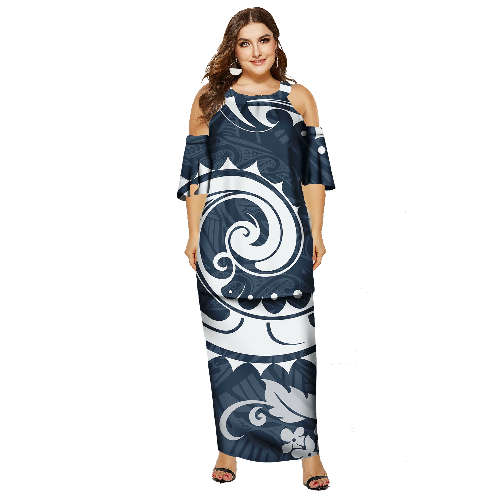hawaiian evening long dresses Blue Hawaii Long Maxi Rayon Hawaiian Dress Blue / L main image 0