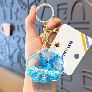 Dessin animé créatif dans l'huile liquide Quicksand porte-clés coquillages flottant porte-clés pendentif cadeau en gros - Product Image 2
