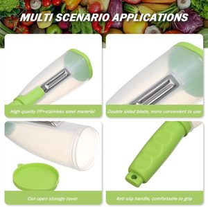 Outils de cuisine multifonctionnels manuels 2-en-1 pour la maison, boîte de rangement pour couteau à fruits, éplucheur de légumes, fruits et pommes de terre en acier inoxydable - Product Image 6