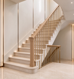 Barandilla Moderna de Madera de Roble con Ranura de 32 mm para Proyectos de Villas y Hoteles, Balaustrada Interior, Venta al Por Mayor - Product Image 2
