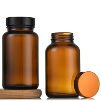 Vente en gros de bocal en verre ambré pour capsules de 100ml bocaux de médicaments flacons de pilules contenant des vitamines complément alimentaire médicament avec couvercle à l'épreuve des enfants