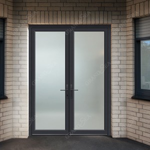 Portes françaises en aluminium de haute qualité Double porte battante Cadre en aluminium personnalisé Porte en verre pour balcon Villa - Product Image 3