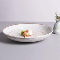 Plat chaud personnalisé en spirale à pois noirs pour assiette en céramique à motifs de restaurants avec motif végétal