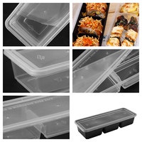 Contenedor de Sushi de PP de Grado Alimenticio, Libre de BPA, con Compartimentos Individuales, Dobles y Triples, Apto para Microondas, con Tapa, para Restaurantes y Comida para Llevar
