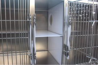 Cage pour chat en acier inoxydable 304 à 4 portes, double couche, panneau acrylique, argentée, durable, sans angle mort, pour animaux de compagnie