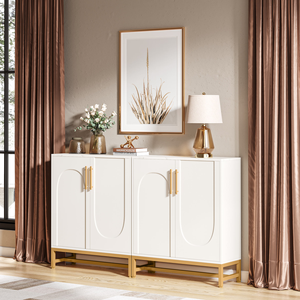 YIFAN <span class=keywords><strong>Buffet</strong></span> moderne de luxe en <span class=keywords><strong>bois</strong></span> <span class=keywords><strong>et</strong></span> <span class=keywords><strong>métal</strong></span> avec dessus en marbre blanc de 59 pouces pour salon <span class=keywords><strong>et</strong></span> salle à manger - Product Image 6