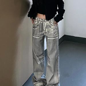 กางเกงยีนส์ทรงหลวมสไตล์วินเทจ Cyberpunk สีเงิน คุณภาพสูง รุ่น Y2K สำหรับผู้หญิง ปี 2024 จากแบรนด์ดีไซเนอร์เสื้อผ้า - Product Image 6