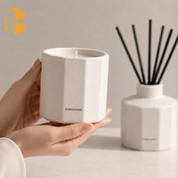 FUBEI LIVING Décoration d'intérieur, ensemble cadeau de luxe minimaliste, diffuseur de parfum en céramique octogonal et pot de bougie parfumée