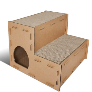 DIY Austauschbarer Wellpappe-Kratzbaum für Katzen in Treppenform mit Katzennest-Haus - Product Image 4