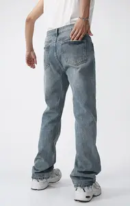 Calças de denim masculinas personalizadas, calças de denim soltas de alta qualidade para homens, calças de rua para homens