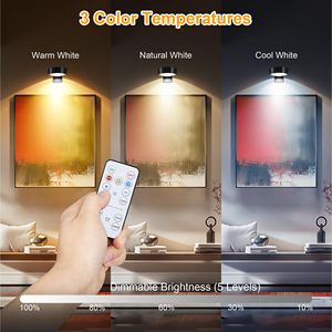 Luz de imagen regulable con batería negra con control remoto 3 modos de iluminación Pantalla de pared de arte magnético Lámparas de pared magnéticas Temporizador - Product Image 4