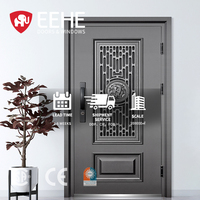 Portes d'entrée en acier de sécurité EEHE, portes extérieures en métal, portes résistantes antivol, imperméables, coupe-vent, portes d'entrée extérieures en aluminium durables