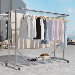 Séchoir à linge extra épais en acier inoxydable, moderne, simple, sur pied, coupe-vent, mobile, super robuste - Product Image 1