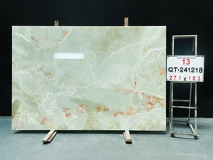 Laje Grande de Jade Verde Natural da Fábrica Yunfu, Cortada sob Medida, Pedra de Jade Verde Onyx Retroiluminada para Parede, Piso e Bancada - Product Image 1