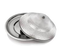 Plateau de service moderne de luxe en acier inoxydable durable et écologique avec couvercle en dôme pour la restauration et les banquets
