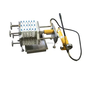 The Laboratory filter press by Hand Operated Small Hydraulic Pump with Small Filter Press Plates,chamber volume 0.5L to 5L