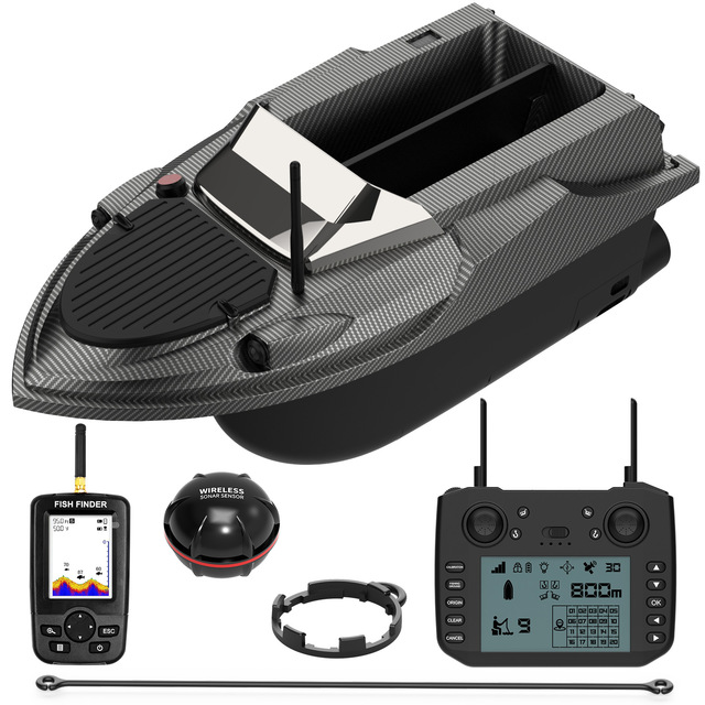 New V080 Bait Boat With Fish Finder 180 Points Gps Bait Boat 120ft Bait Boat Sonar Dual Brush Motor 800 Control Distance