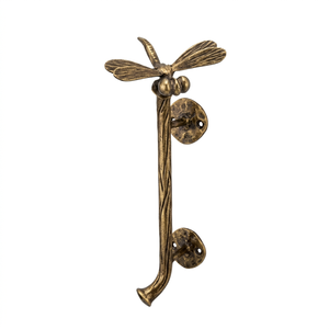 Manija de puerta de hierro forjada a mano con diseño de libélula – resistente al óxido, fácil de instalar – un accesorio decorativo exquisito para puertas. - Product Image 1