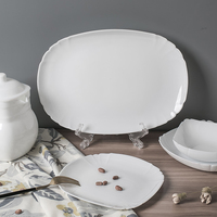 Rond Mariage Hôtel Dîner Verre Blanc Dîner Luxe Opalware Verre Opale Céramique Blanc Pur Plats Assiettes Ensembles Vaisselle