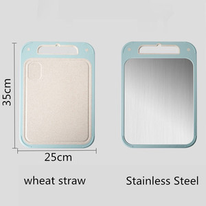 Tabla de Cortar Antideslizante de Doble Cara, Tabla de Cortar de Acero Inoxidable y Plástico de Paja de Trigo para Alimentos - Product Image 6
