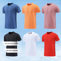 Logo OEM 165gsm 85% polyester 15% spandex t-shirt de course couleur unie évacuation de l'humidité t-shirt de sport col rond impression ample