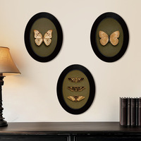 Décoration murale ovale vintage style bohème avec papillon en peuplier, ornement artistique chic et frais pour salon, chambre et bureau