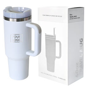 Gobelet isotherme en acier inoxydable de 30 oz et 40 oz avec poignée et paille, nouveau produit réutilisable sans MOQ - Product Image 1