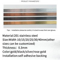 Moulures murales flexibles en acier inoxydable personnalisables, bandes adhésives pour la décoration des murs, plafonds et meubles