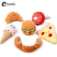 Jouets pour chiens en peluche en forme de nourriture, couineurs et crépitants, Burger, Pizza, Saucisse, résistants aux morsures, super doux, jouets à mâcher pour animaux de compagnie de taille moyenne