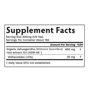 ผงอัชวกันดาสำหรับคนทานมังสวิรัติ ไม่มีน้ำตาล สมุนไพรธรรมชาติ ออร์แกนิค สารสกัดจากรากอัชวกันดา KSM-66 - Product Image 2