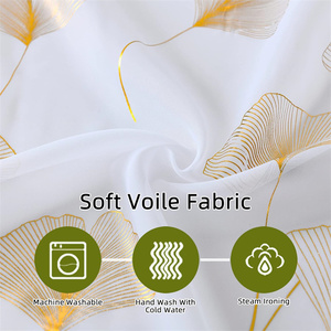 Lá Vàng in Voile Sheer rèm cửa lá Grommet Top cửa sổ màn sang trọng kim loại Bronzing cửa sổ Rèm cửa cho phòng ngủ - Product Image 5