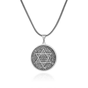 Vente en gros de collier pour hommes Sceau de Salomon Nouveau design en acier inoxydable 316L Pendentif <span class=keywords><strong>King</strong></span> <span class=keywords><strong>Solomon</strong></span> Talisman Collier à médaillon fait main - Product Image 3