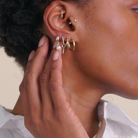 Gemnel trendi 925 sterling perak perhiasan wanita 18k emas tunggal manik-manik jimat anting hoop