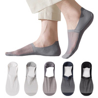 Chaussettes pour hommes, chaussettes fines en soie glacée pour l'été, chaussettes invisibles, silicone antidérapant, séchage rapide