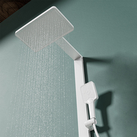 Système de douche de salle de bain carré de luxe mitigeurs de douche intelligents en laiton blanc LED ensemble de douche de baignoire thermostatique à effet pluie