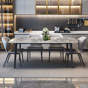 Ensemble de table à manger moderne en marbre durable, <span class=keywords><strong>6</strong></span> places, carrée, écologique, pour appartement et villas familiales occidentales - Product Image 4