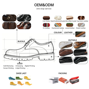 OEM Custom Men's Pointed Brogue Oxford <b>Shoes</b> Top-Grain Cowhide Thick Sole Comfort British Retro Wingtip Carving Business Dress - Product Image 4
