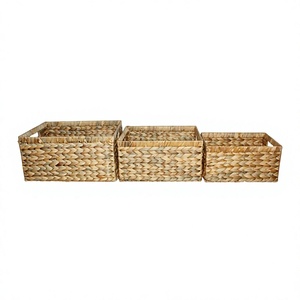 Cestas de Almacenamiento de Alta Calidad en Oferta, Rectangulares, de Jacinto de Agua Natural, con Asas, Organizador Rústico Multiusos - Product Image 5
