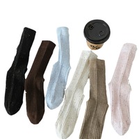 Chaussettes en polyester style coréen à motif animalier, couleurs bonbon (bleu, rose, crème, camel, noir), confortables pour le quotidien, pour femmes