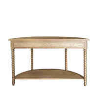 Canette de meubles de luxe HL601-140 Antique 'courbé en bois de chêne massif couloir entrée salon demi-lune Tables console rondes