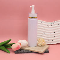 Bouteilles d'emballage cosmétique rondes en PET blanc pour shampoing, gel douche et lotion - Tailles 120 ml/180 ml avec bouchon à vis et impression sérigraphique