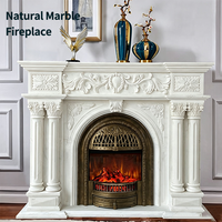 Manteau de cheminée en marbre, cadre de cheminée, manteau de cheminée de luxe en marbre naturel sculpté à la main pour la décoration intérieure de villas et de maisons