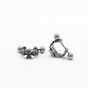 Pendientes de Barra Industriales con Cruz Gótica de Acero Inoxidable para Hombre, Diseño de Cadena Plateada Vintage Punk, Joyería Unisex para Motociclistas - Product Image 5