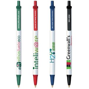 Full Printed Click Plastic <b>Ballpoint</b> <b>Pen</b>, White Barrel Multi Color Trim Promotional Advertising <b>Pen</b> for Pharmacy Business Gifts - Product Image 1