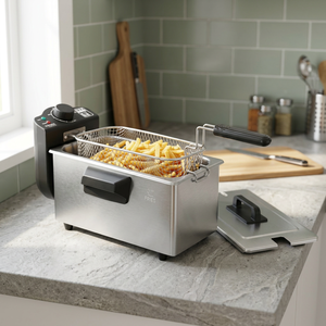 Friggitrice ad olio in acciaio inox 2100W 3 L 220-240V (HaegerDF-3SS.020A) - Product Image 3