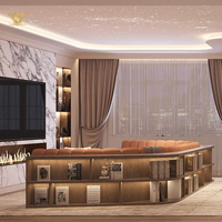 Ensemble de meubles de salon de villa, services de design d'intérieur 3D de luxe, canapé en cuir sectionnel, décoration intérieure