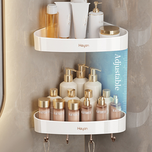 Estante de <span class=keywords><strong>Baño</strong></span> de Pared <span class=keywords><strong>sin</strong></span> Perforaciones con Adhesivo de Alta Resistencia de 5 kg y Orificios de Drenaje <span class=keywords><strong>para</strong></span> Almacenamiento en Esquinas - Product Image 5