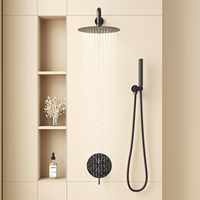 Ensemble de robinetterie de salle de bain mural noir mat en laiton, avec pommeau de douche pluie et douchette à main, haute pression, monocommande