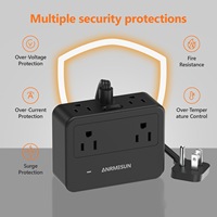 Multiprise rétractable portable à sécurité enfant, conforme aux normes américaines, avec récupération automatique des câbles
